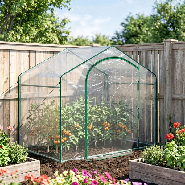 Outsunny Sera Cabina Portabila 6' x 3' x 6', Folie PE, Sera de Gradina cu Cadru de Otel, Usa cu Fermoar, Aerisire Superioara, pentru Flori, Legume, Puieti, Plante Tropicale, Verde | Aosom Romania
