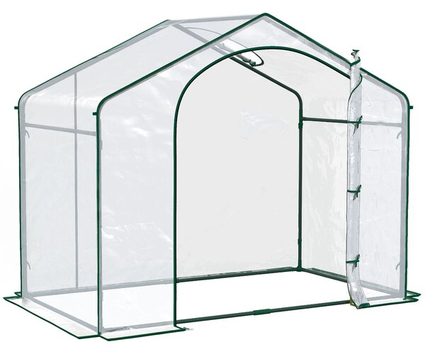 Outsunny Sera Cabina Portabila 6' x 3' x 6', Folie PE, Sera de Gradina cu Cadru de Otel, Usa cu Fermoar, Aerisire Superioara, pentru Flori, Legume, Puieti, Plante Tropicale, Verde | Aosom Romania