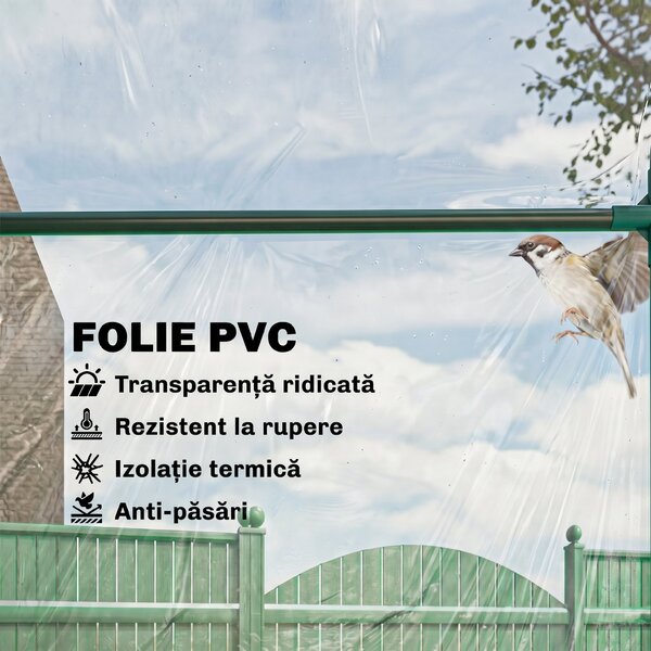 Outsunny Sera Cabina Portabila 6' x 3' x 6', Folie PE, Sera de Gradina cu Cadru de Otel, Usa cu Fermoar, Aerisire Superioara, pentru Flori, Legume, Puieti, Plante Tropicale, Verde | Aosom Romania