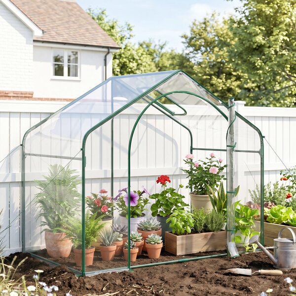 Outsunny Sera Cabina Portabila 6' x 3' x 6', Folie PE, Sera de Gradina cu Cadru de Otel, Usa cu Fermoar, Aerisire Superioara, pentru Flori, Legume, Puieti, Plante Tropicale, Verde | Aosom Romania