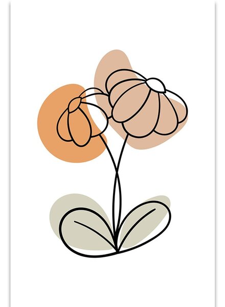 Tablou floare minimalistă pe fundal alb No1