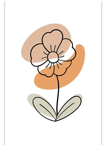 Tablou floare minimalistă pe fundal alb No4