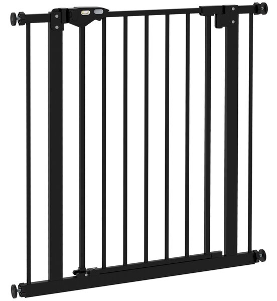 PawHut Poartă de Siguranță pentru Câini cu 2 Extensii, Lățime Reglabilă și Închidere Automată, 74x77cm, Negru | Aosom Romania