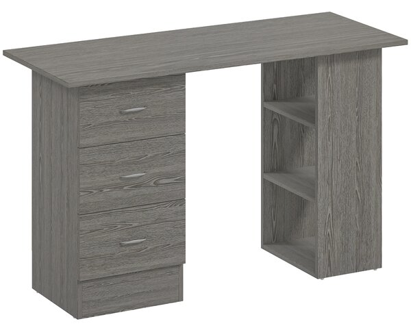 HOMCOM Birou modern cu 3 Sertare si Rafturi in Lemn Alb 120x49x72cm | Aosom Romania