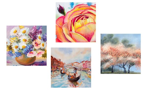 Set tablouri Veneția romantică cu flori