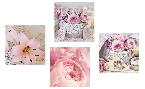 Set tablouri coșuri cu flori vintage