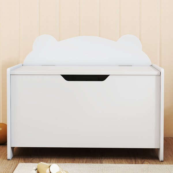 AIYAPLAY Cutie pentru jucării din lemn în formă de urs cu capacitatea de 20 kg, 60x38x48 cm, alb | Aosom Romania