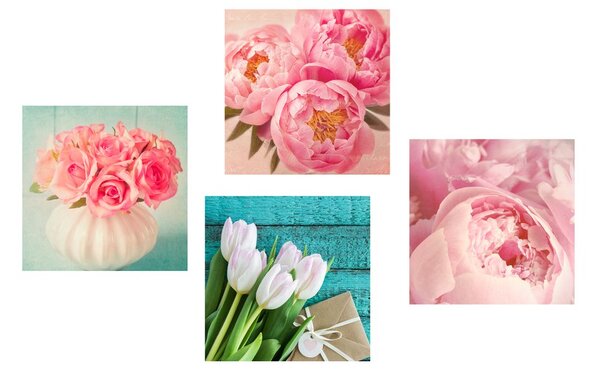 Set tablouri natura moartă romantică de flori
