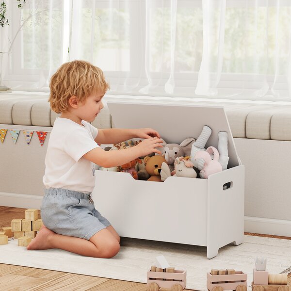 AIYAPLAY Cutie pentru jucării din lemn în formă de urs cu capacitatea de 20 kg, 60x38x48 cm, alb | Aosom Romania