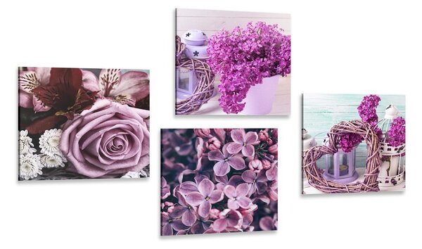 Set tablouri natura moartă de liliac