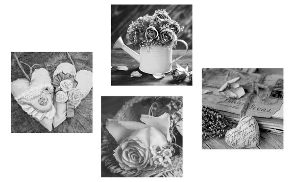 Set tablouri natura moartă vintage în alb-negru