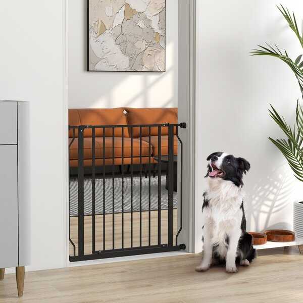PawHut Poartă Extensibilă și Reglabilă pentru Câini, pentru Scări și Uși, din Oțel și ABS, 75-85x76 cm, Negru | Aosom Romania