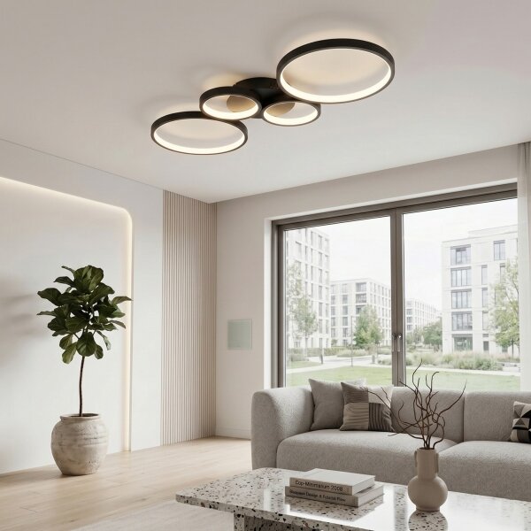 Brilagi - Plafonieră LED dimabilă RINGO LED/34W/230V neagră + telecomandă