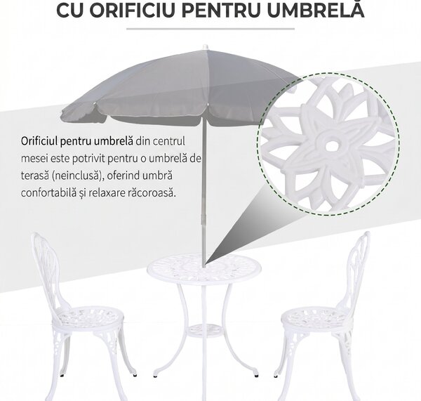 Outsunny Set de Gradina 3 Piese din Aluminiu cu 2 Scaune