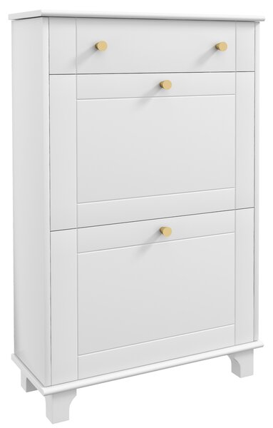 HOMCOM Dulap Pantofi Slim cu 2 Uși, Sertar, Rafturi Reglabile, 8 Perechi, MDF, PAL, 60 x 23,5 x 98,5 cm, Alb | Aosom Romania
