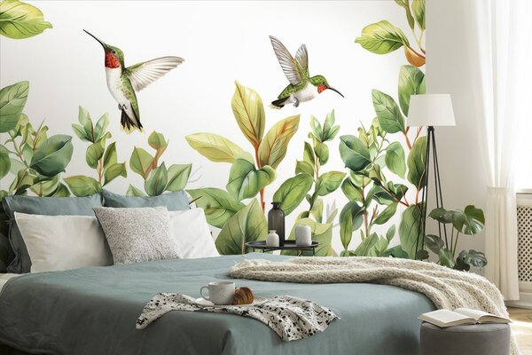 Tapet colibri si frunze