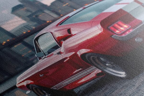Tablou Mustang cu orizontul New York-ului