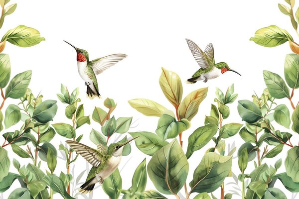 Tablou colibri si frunze