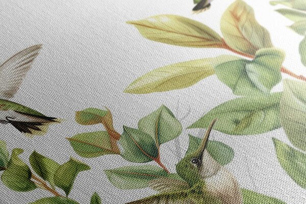 Tablou colibri si frunze