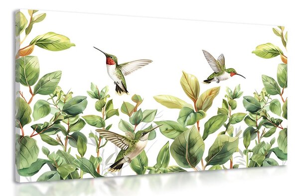 Tablou colibri si frunze