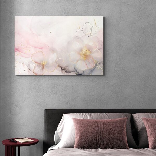 Tablou flori elegante cu atingere de roz-auriu