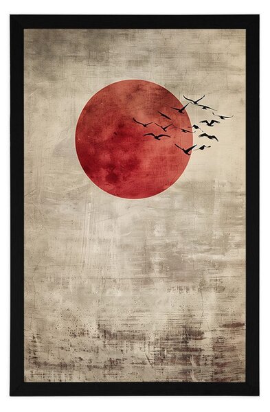 Poster japandi lună roșie