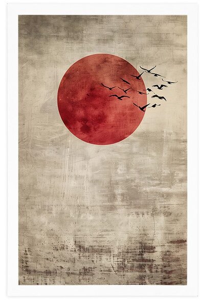 Poster japandi lună roșie