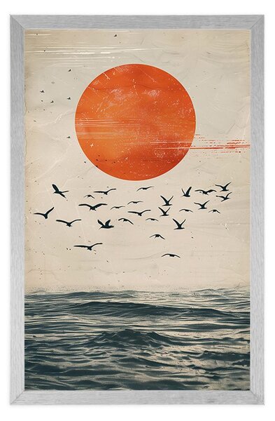 Poster japandi lună deasupra mării