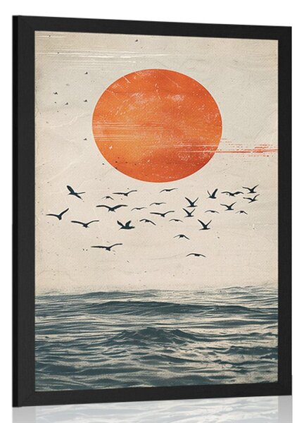 Poster japandi lună deasupra mării