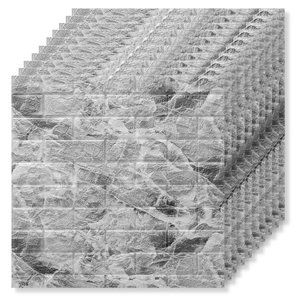 10 x Tapet 3D "Cărămidă" 70 X 77 Cm "Gri Deschis", 10 Buc (12.90 lei buc)