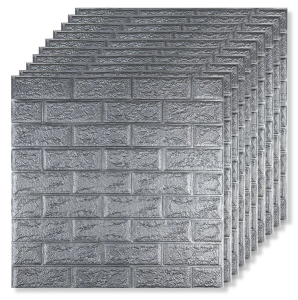 10 x Tapet 3D "Cărămidă" 70 X 77 Cm "Argintiu", 10 Buc (12.90 lei buc)