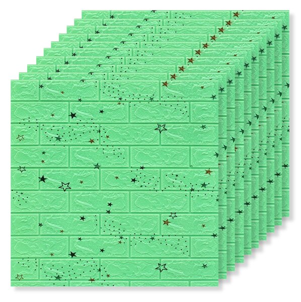 10 x Tapet 3D "Cărămidă" 70 X 77 Cm Verde Cu Steluțe, 10 Buc (12.90 lei buc)
