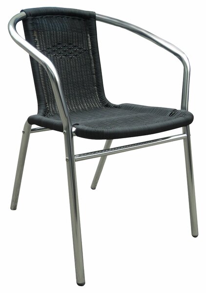 Scaun de grădină din ratan Linde Exclusive MC4601 Argintiu/Negru