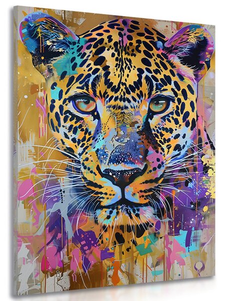 Tablou leopard cu imitația picturii