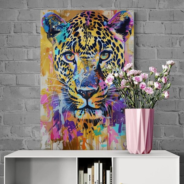 Tablou leopard cu imitația picturii