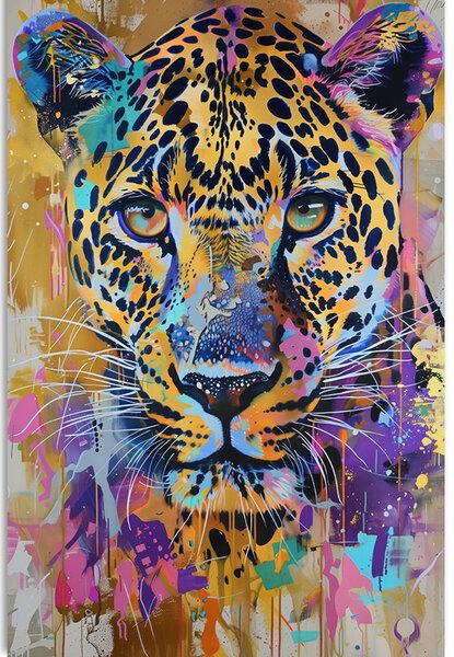 Tablou leopard cu imitația picturii