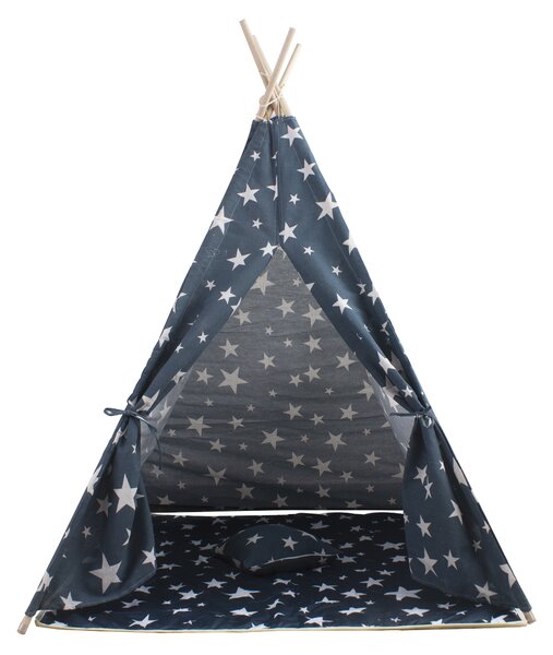Aga4Kids Cort Teepee pentru Copii Stele Albastru Închis