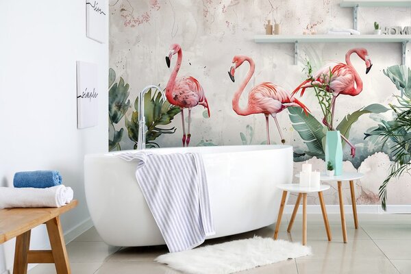 Tapet flamingo cu atingere vintage