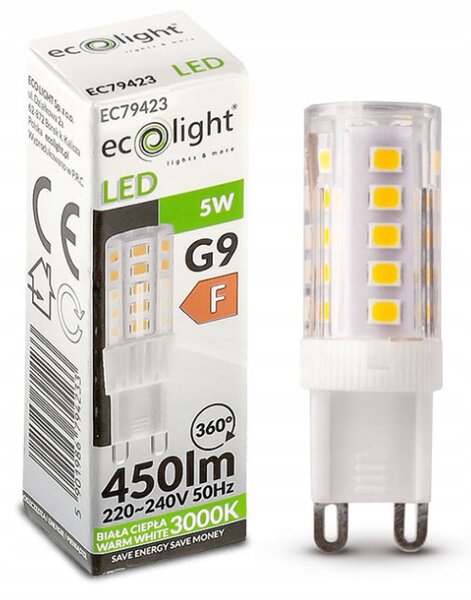 Bec LED - G9 - 5W - 450lm - alb cald