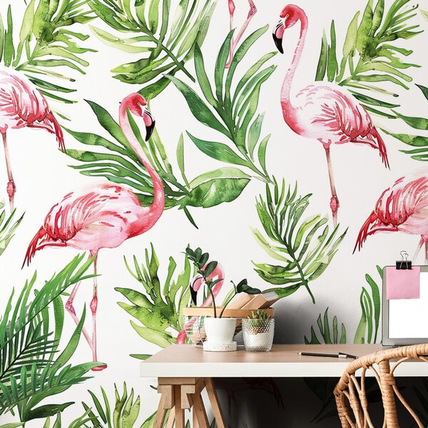 Tapet flamingo la tropice