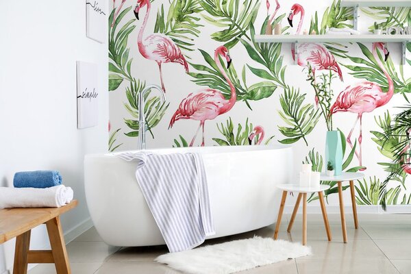 Tapet flamingo la tropice
