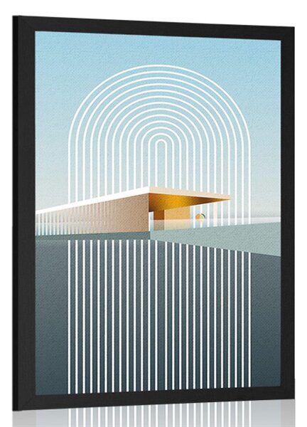 Poster curcubeu cu fundal abstract Mid-Century