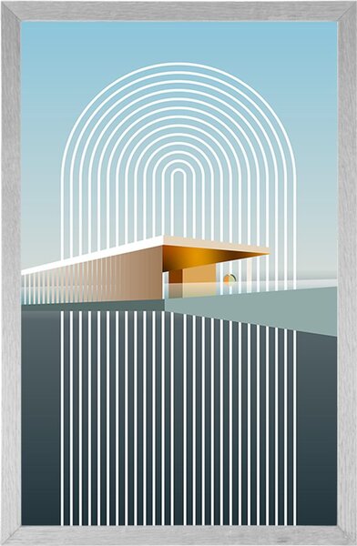 Poster curcubeu cu fundal abstract Mid-Century