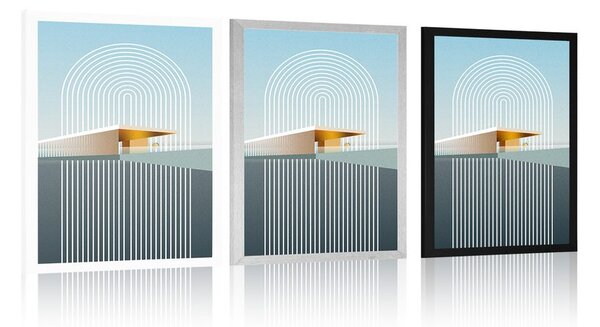 Poster curcubeu cu fundal abstract Mid-Century