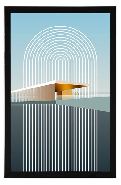 Poster curcubeu cu fundal abstract Mid-Century