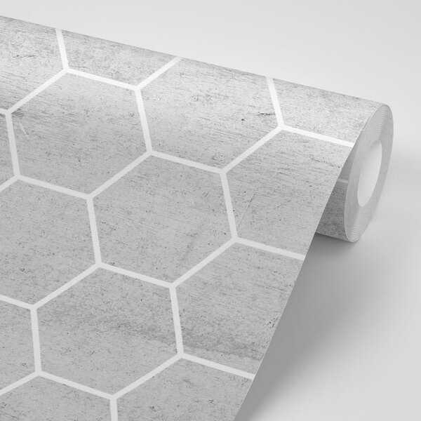 Tapet model hexagonal gri