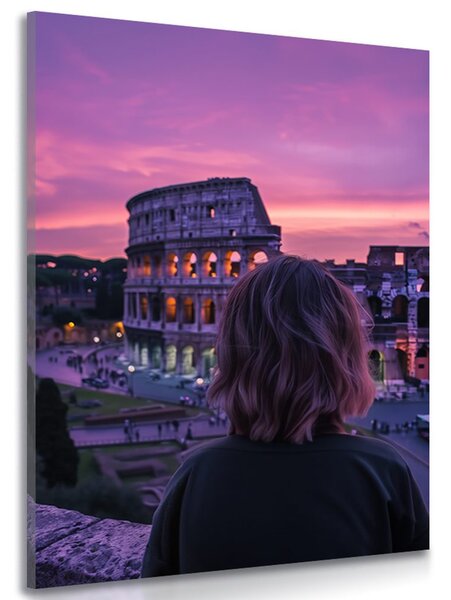 Tablou femeie cu vedere la colosseum