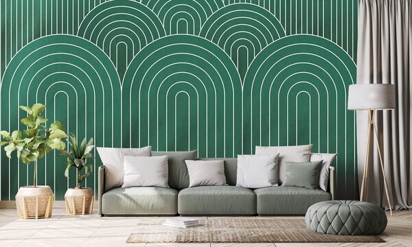 Tapet model de curcubeu verde Mid-Century