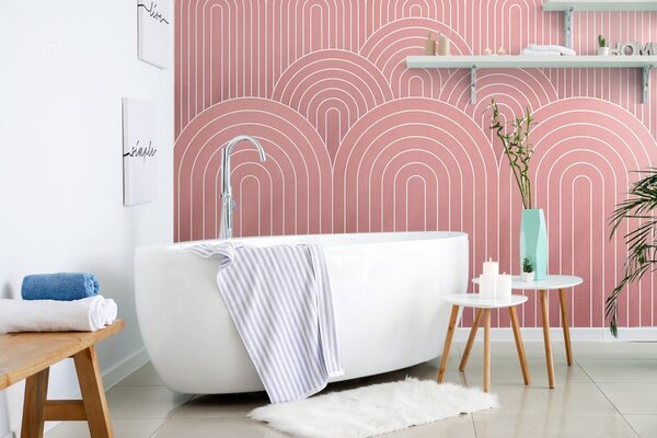 Tapet model de curcubeu roz antic Mid-Century