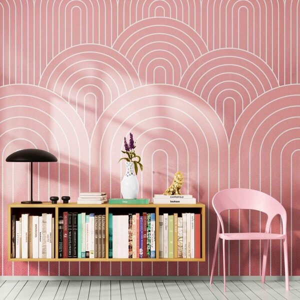 Tapet model de curcubeu roz antic Mid-Century